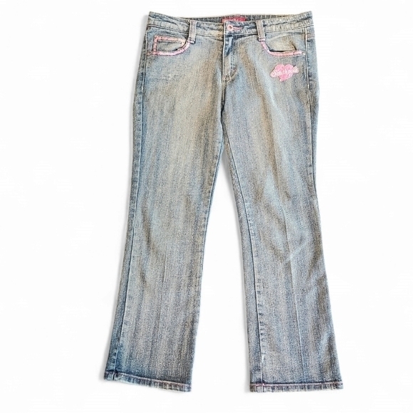 South Pole junior‎ Size 7 Pink Stitch vintage Y2K Heart Sequence Embroidered - Picture 1 of 9